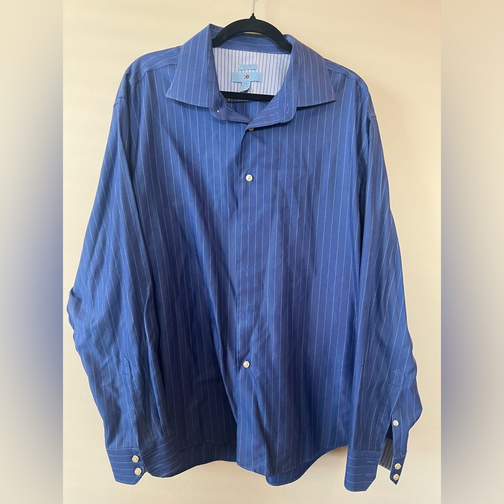 Egara no iron slim fit button-down stripe cotton shirt men’s XXL 18/18 1/2 ￼plus